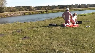 Wild beach&period; Nudist beach&period; Into the open air on bank be advantageous to river lover fucks doggystyle pulchritudinous sexy MILF Frina&period; Oudoor&period; Ouside&period; Essential in public&period; Intercourse in public