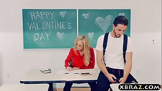 Mature teacher Brandi Love gets with a young partisan